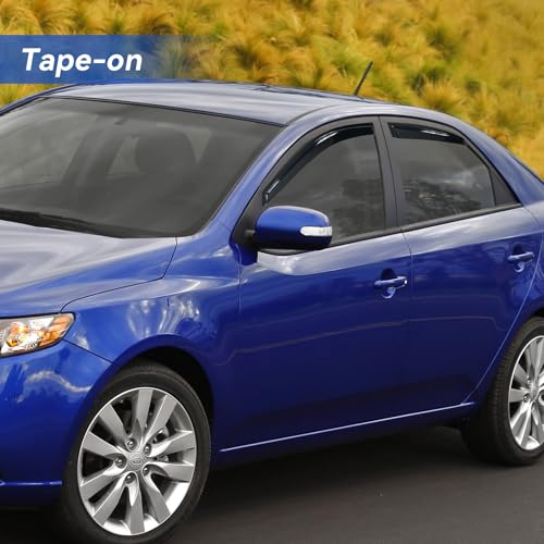 Image of Window Visors Rain Guards for 2009 2010 2011 2012 2013 Kia Forte, Out-Channel Window Vent Wind Deflectors Visors Shades for 09 10 11 12 13 Kia Forte