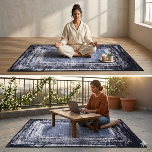 Image of Dream Weaverz Anti Slip Rectangular Carpet for Living Room & Hall | Silk | Flat Woven Soft Washable Floor Mat for Home, Bedroom Floor & Kitchen | Durable Anti Skid Rug for Daily Use (4 X 6) feet