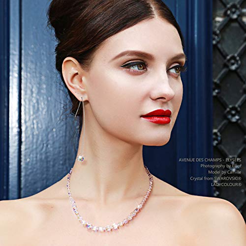 LADY COLOUR Mothers Day Jewelry Gifts for Mom Gifts for Women Dangle Drop Thread Earrings 925 Sterlin   g Silver with Swarovski Crystals Birthday Anniversary Romantic Gift for Women Wife Girls Girlfriend