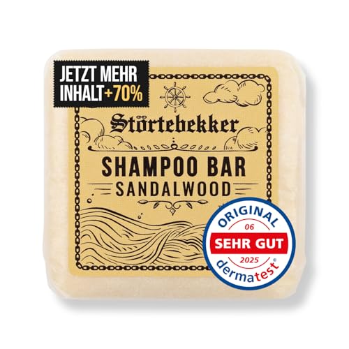 Störtebekker® Premium Shampoo Bar Sandelholz - Festes Shampoo Herren & Damen - 3in1 Duschseife Männer für Haare, Kopfhaut & Bart - Feuchtigkeitsshampoo - vegan, handgefertigt - 100g