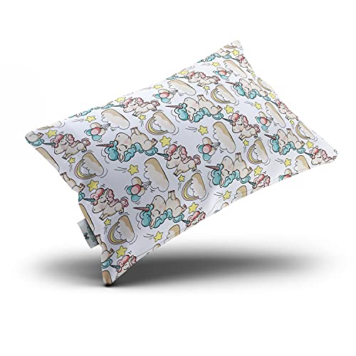 NATURECA Kinderkopfkissen 40x60cm mit Kissenbezug aus Baumwolle, Kinderkissen für Bett Schlafen - waschbar und atmungsaktiv, Kinder Kopfkissen aus silikonisierter Polyesterhohlfaser Cover