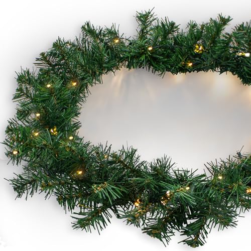 Weihnachtsgirlande mit 70 warmweißen LEDs - 540 cm/Batterie und Timer...