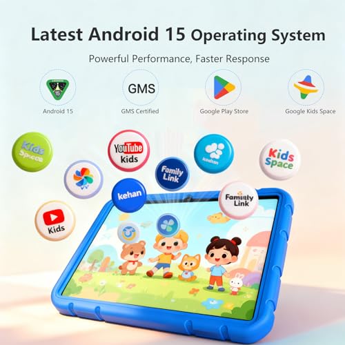 Image of ITDULCET Kids Tablet, 10 inch Android 15 Tablet for Kids, 20GB RAM 128GB ROM Octa-Core 6000mAh Battery Childs Tablets with Shockproof Case, Bluetooth, WiFi, Parental Control, Dual Camera, GPS