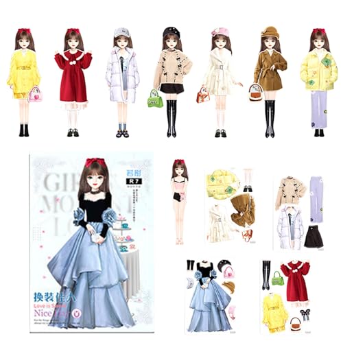 女の子用紙人形,プリンセス磁石紙人形ブック | 知育ごっこ遊びアクティビティ玩具,旅行・車・ロードトリップ・飛行機・アウトドア用