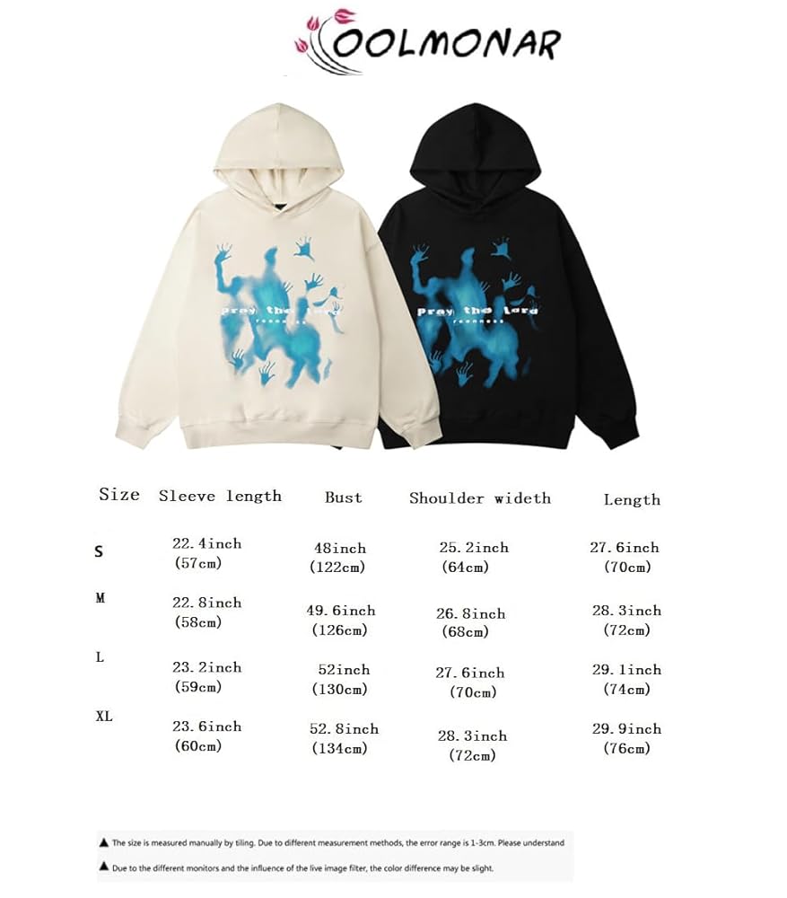 COOLMONAR Men's Vintage Oversized Star Graphic Print Hoodie