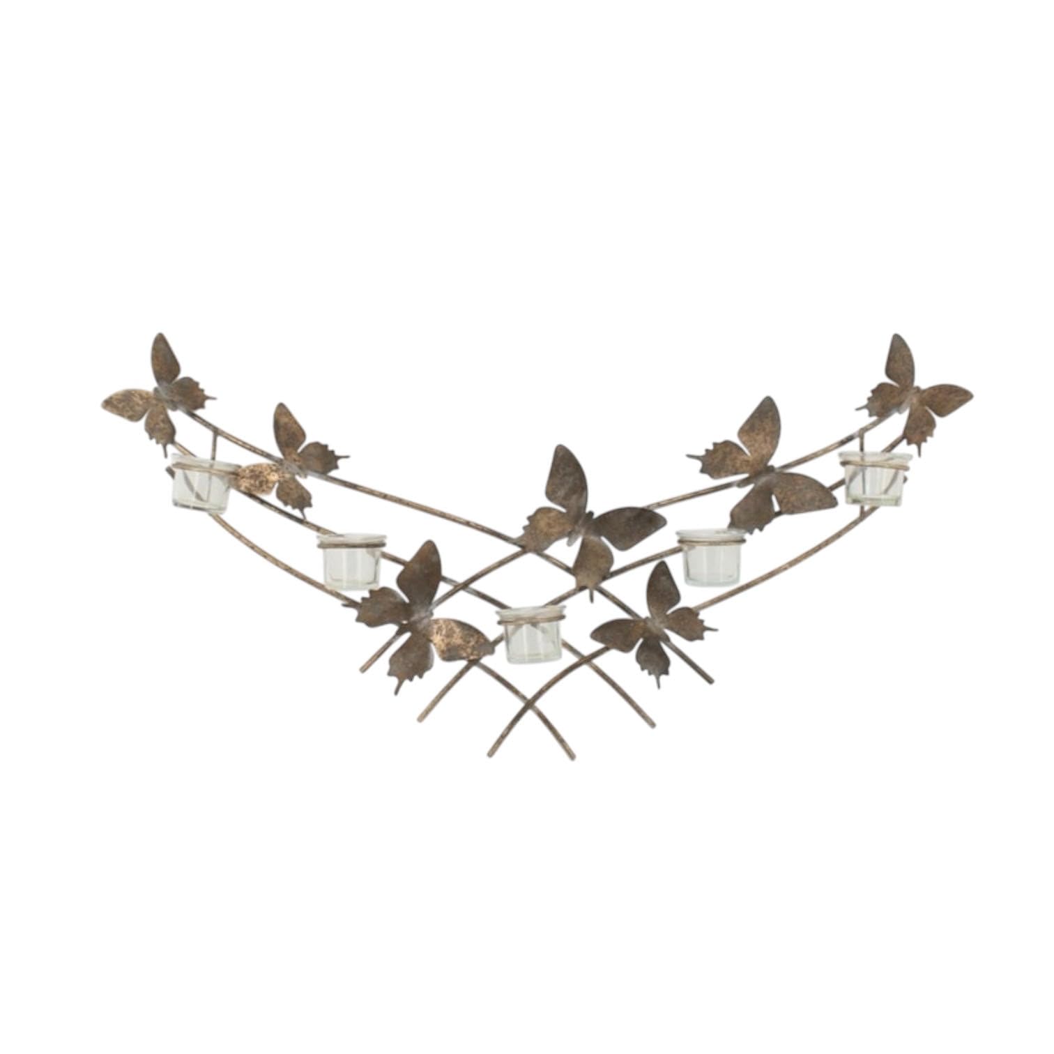 Acaciahome Gold Elegant & Sophisticated Butterfly Wall-Mounted Candle Holder – Luxurious Metal Art Deco Sconce With Intricate Wings Design For Home, Living Room, Or Bedroom Wall Décor & Gift (79Cm)