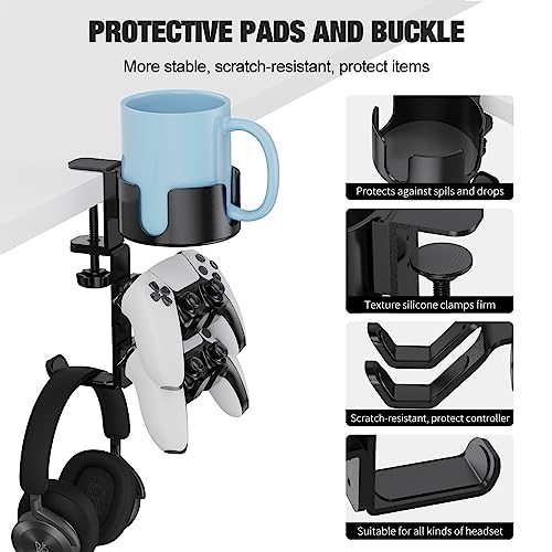 image for Lolyer 360° Rotating Controller Headphone Holder - Larger Desk Cup Ho