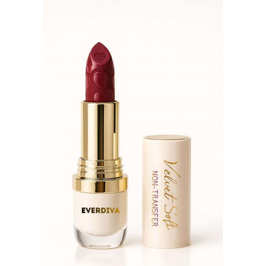 Non-Transfer Velvet Matte Lipstick | Rich Maroon Shade | Lightweight Smooth Formula | Long-Lasting High-Pigment Lip Color | Soft Velvet Finish for Women & Girls