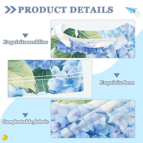 ALAZA Kids Rash Guard Girls Toddler Swim Shirts Short Sleeve Hydrangea Blue Flowers UPF 50+ 3T3