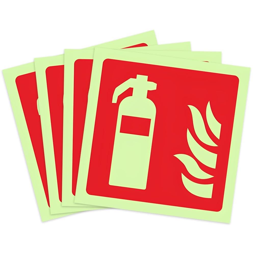 4 PCS Cartello Estintore Adesivo 15 X 15 CM,Segnaletica Adesiva Estintore,SZMK Fire Extinguisher Sign,Cartelli Segnaletica Sicurezza Estintori,Segnaletica Antincendio per Casa, Ufficio, Ospedale