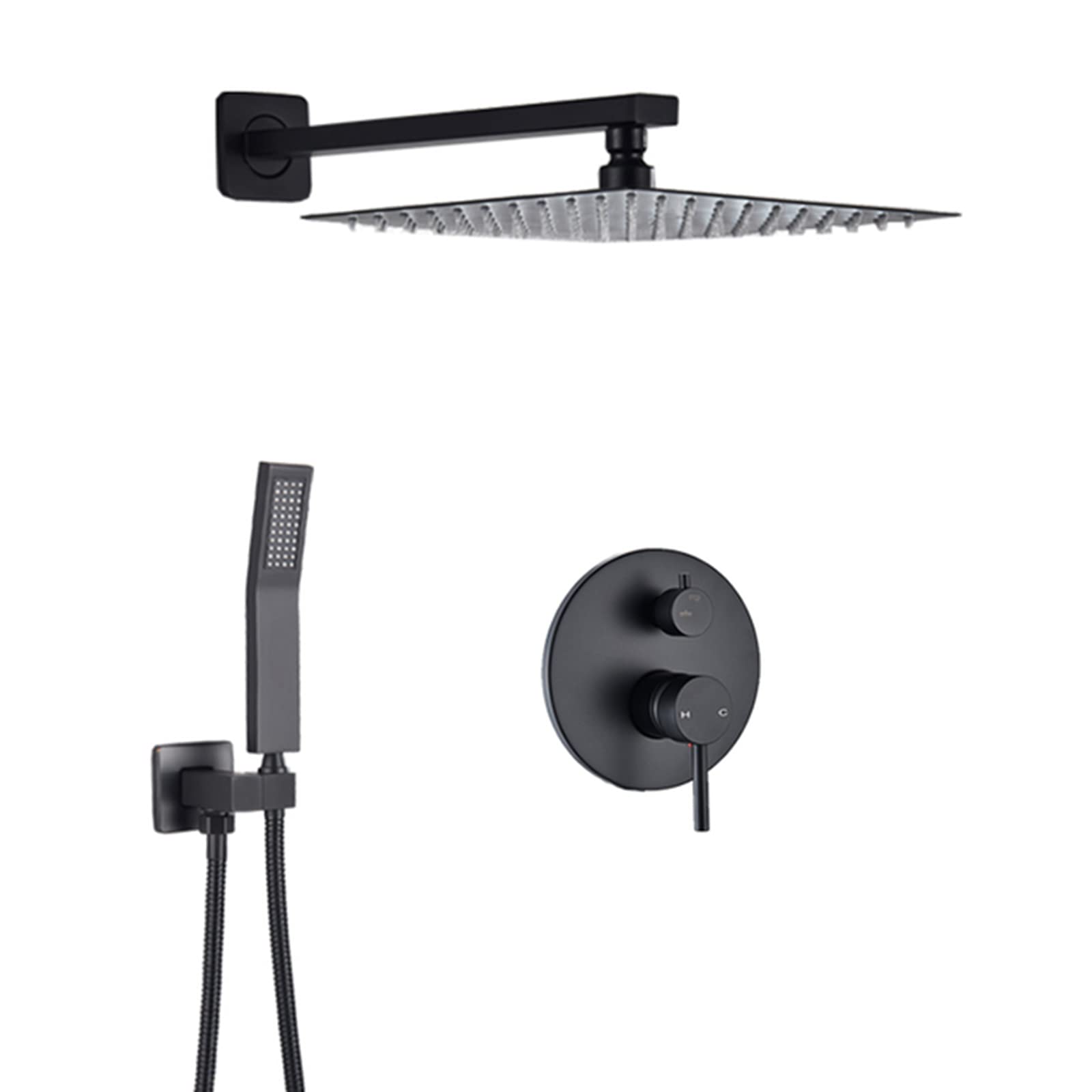 SWENEEN Handheld Showershower System Black,Shower Faucet Sets Complete With Rain Shower Head And Hand Shower For Bathroom,16 Inch,One Color-10inch