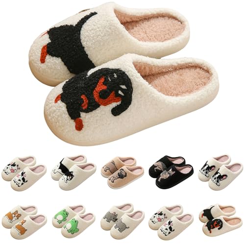 Slippers For Women Cute Holiday Slipper Indoor Bedroom Fluffy Warm Fleece Couple Slides Winter Soft Cozy Home Non Slip Soft Plush Slip-on Wool Lined House Shoes