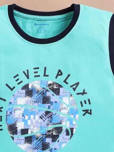 Image of Bumchums Boys Sleeveless Round Neck T-Shirt and Pant Set for Boys, Casual Clothing Set, Trendy and Cute, Graphic