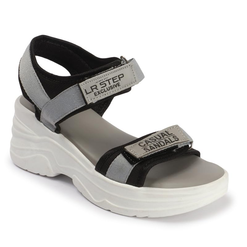 LR STEP EXCLUSIVE Synthetic Leather Sandals for Women & Girls | Grey | Size - 5 (B0DC3V5C28) Amazon Price History, Amazon Price Tracker