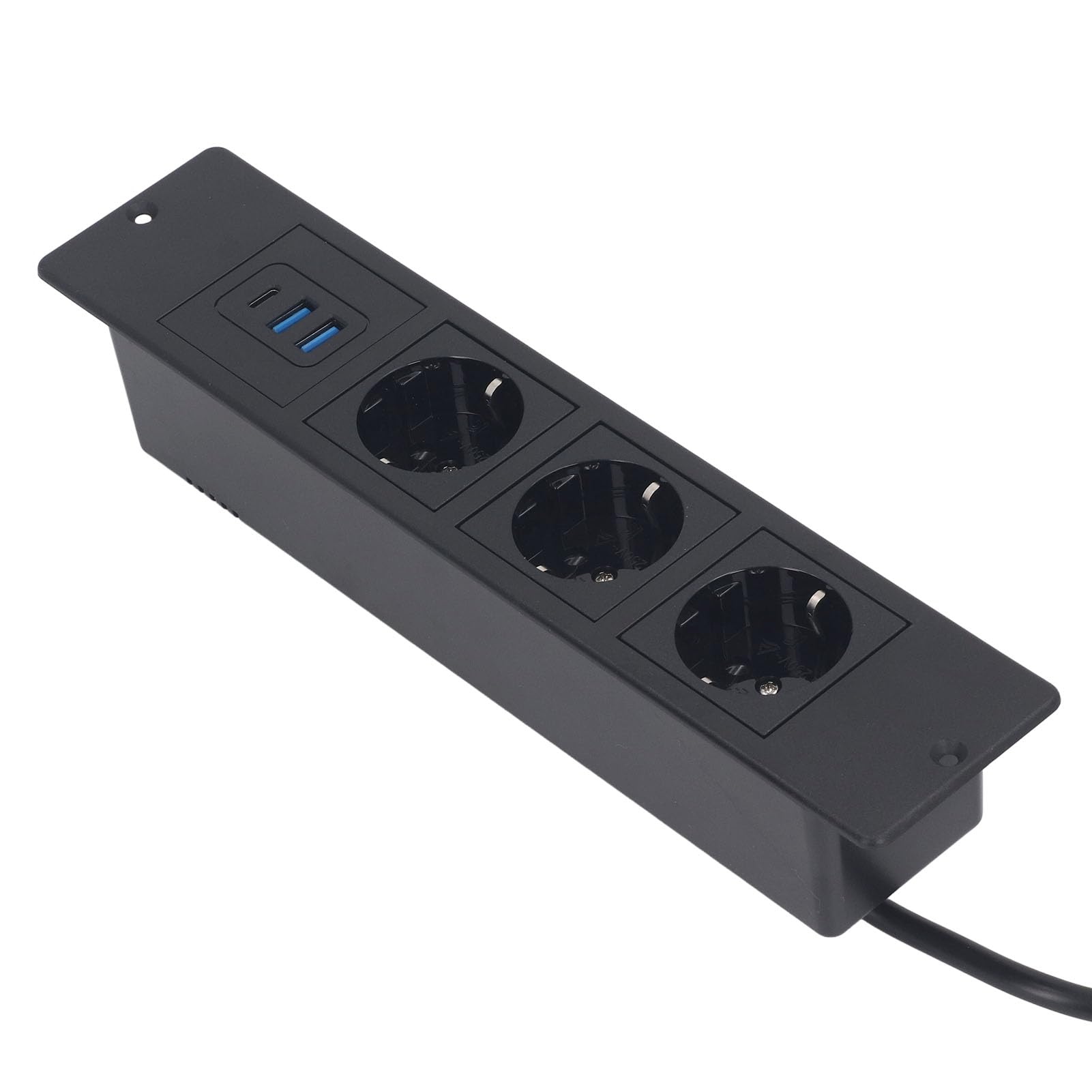 Sxhlseller Multipresa da Scrivania per PC Presa da Incasso Ignifuga USB Multipresa con 3 Prese 2 Porte USB A 1 C Porte PD20W per Tavolini con Cassetti (BLACK)