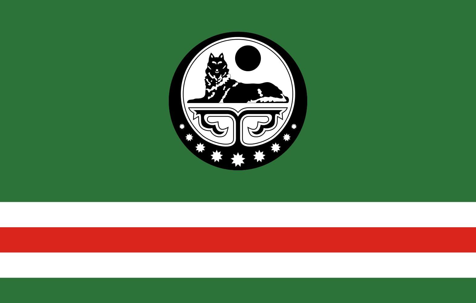 Drapeau Ichkeria grand format avec blason pour pavoisement extérieur et rassemblements