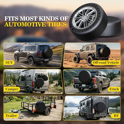 Image of Moonet 24-26 inch Spare Tire Cover Thickening Leather Universal Fit for Jeep, Trailer, RV, SUV, Truck, Tough Tire Wheel Soft Cover (Fits Entire Tire Diameters 24-26 inch)
