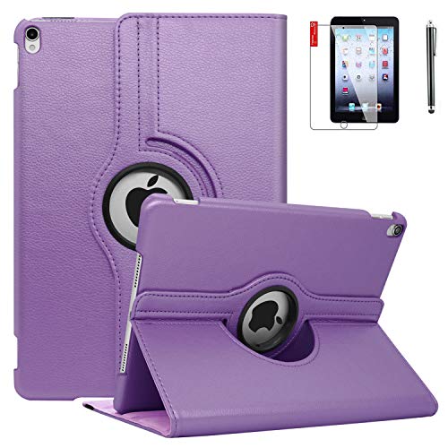 iPad Case 6th Generation with Screen Protector and Stylus - iPad 9.7 inch Air1 2018 2017 Case Cover - 360 Degree Rotating Stand, Auto Sleep Wake - A1822 A1823 (A8 - Light Purple)