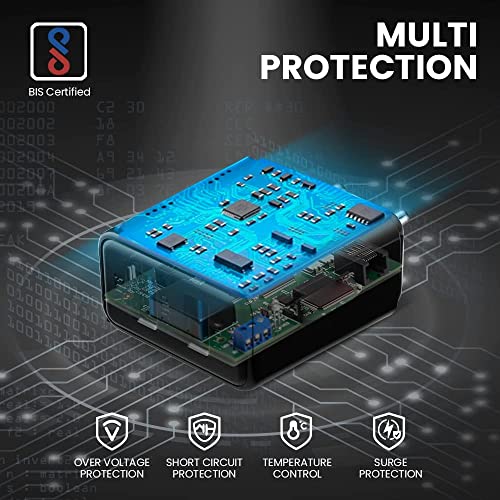 Image of Fast Charger USB Adapter 12 Watt 5V /2.4A Mobile Charger Fast Charging, Universal Compatibility with Micro USB Charger Data Cable, Made in India - Black