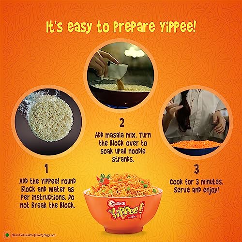 Image of Sunfeast YiPPee! Magic Masala, Long, Non-Sticky Instant Noodles | With Real Vegetables | 1260g (Pack of 36)