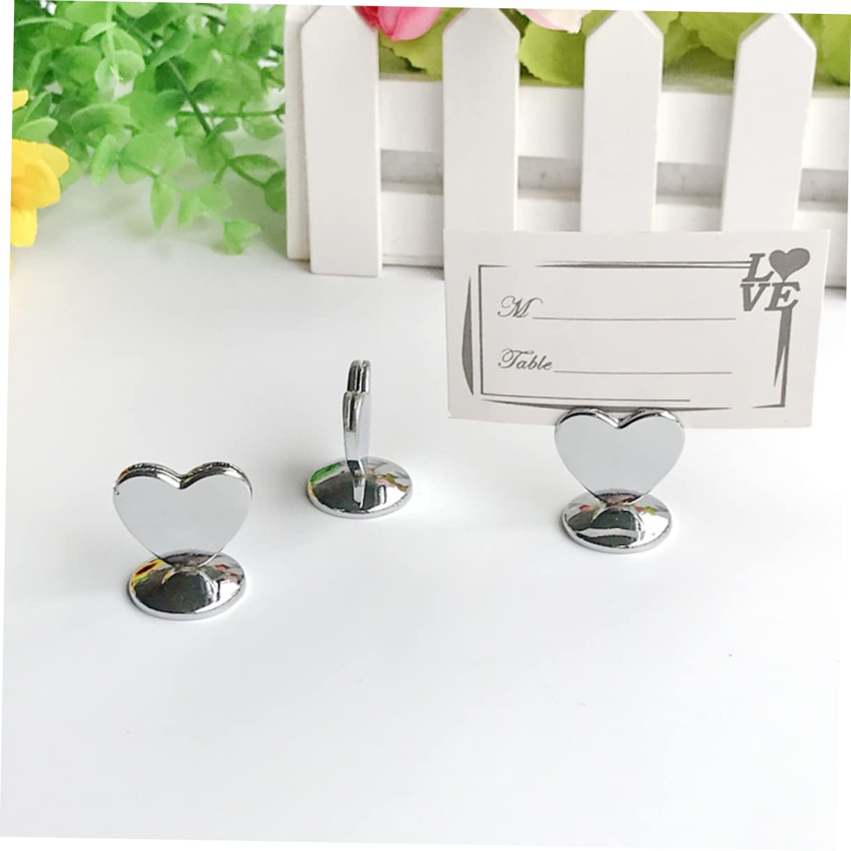 OFFSCH 5pcs Cute Memo Holder Clip Heart Shaped Table Memo Stand for Photos Notes Cards Elegant Decoration for Weddings Birthdays Showers Office and Home