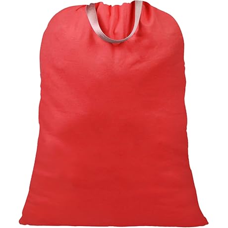 LOLOMLO Extra Large Canvas Laundry Bags with Handles & Drawstring Closure Red