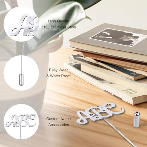 Image of Custom Lapel Pin for Women Men - Name Brooch Pin Personalized Stainless Steel for Wedding Business Party - Gold /Silver /Black Customized Jewelry Gifts