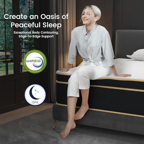 California King Mattress, 12 Inch Gel Memory Foam Hybrid Mattress Cali King Size Bed in a Box, Pressure & Pain Relief, Firm, Individual Pocket Spring, Edge Support, CertiPUR-US