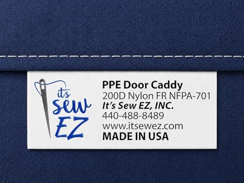 Image of It's Sew EZ Personal Protection Equipment (PPE) Isolation Door Caddy - 6 Pockets - NFPA-701 Fire Retardant Nylon Oxford with Two Stainless Steel Hooks included (Navy, 6 pockets)