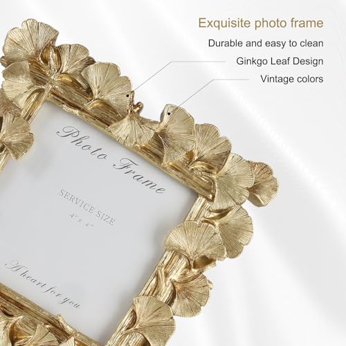 Image of 4x4 Vintage Picture Frames, Picture Frame for Table Top Display and Wall Hanging Home Decor (Gold, 4x4 Inch)