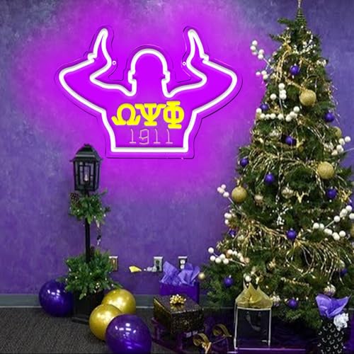 Image of ΩΨΦ Neon Signs Omga Fraternity Neon Psi Phi Lights for Wall Decor,1911 Psi Phi Purple Sorority LED Sign for Birthday Gfits, Party Decor, USB Power Sorority Signs Gifts