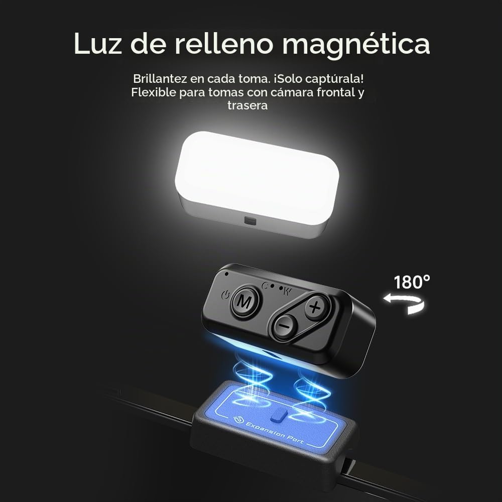 hohem iSteady Mobile Plus Kit Smartphone Gimbal Estabilizador, Gimbal Teléfono w/Luz de Relleno, Carga útil máxima 280g, Android y Phone Gimbal, Youtube TikTok Video Vlogging Estabilizador