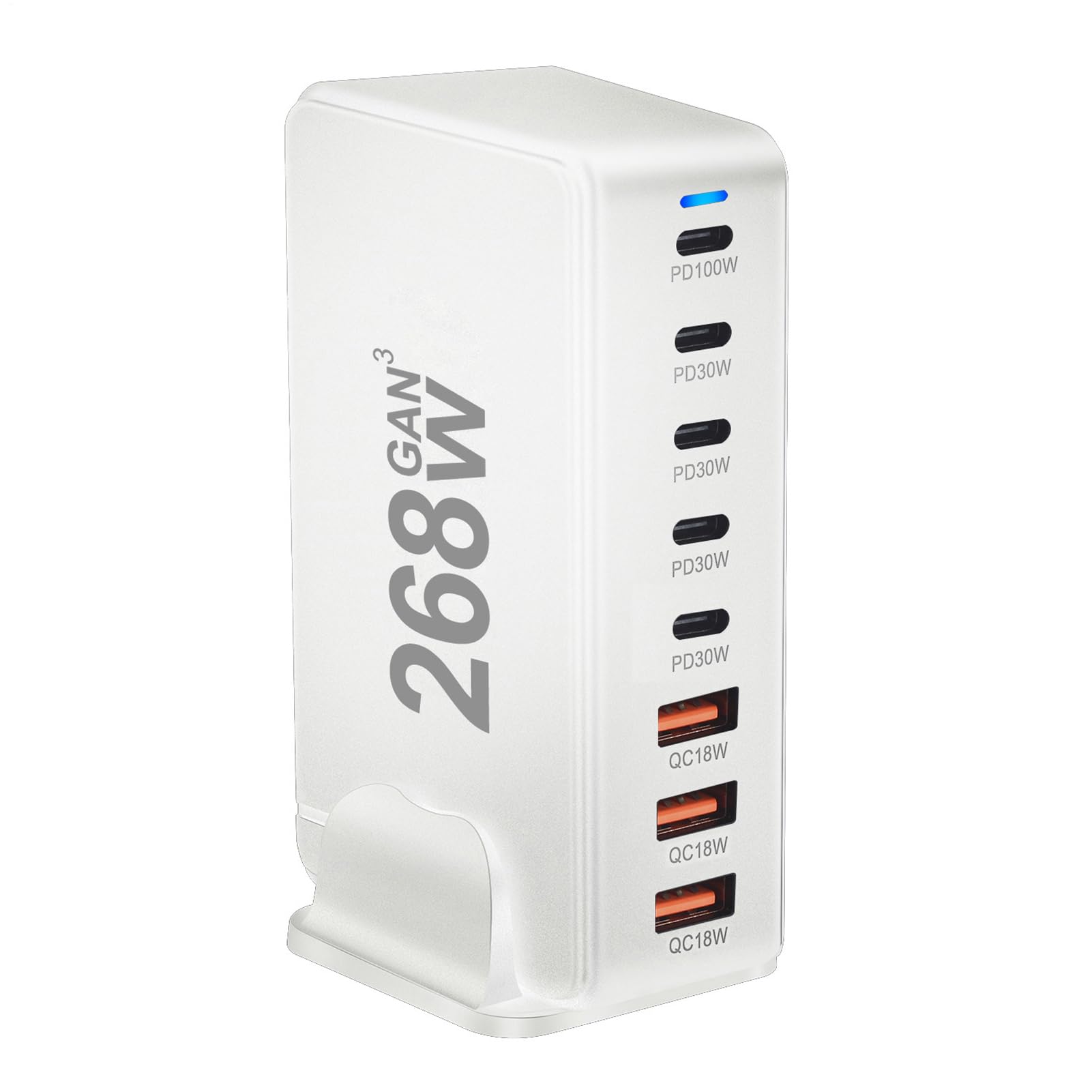Caricatore a Ricarica Veloce Hub di Ricarica a 8 Porte | Caricatore USB C con da 268 Watt Per L'Uso In Casa, In Ufficio, In Viaggio, Per Telefoni, Tablet, Laptop E Altri Dispositivi