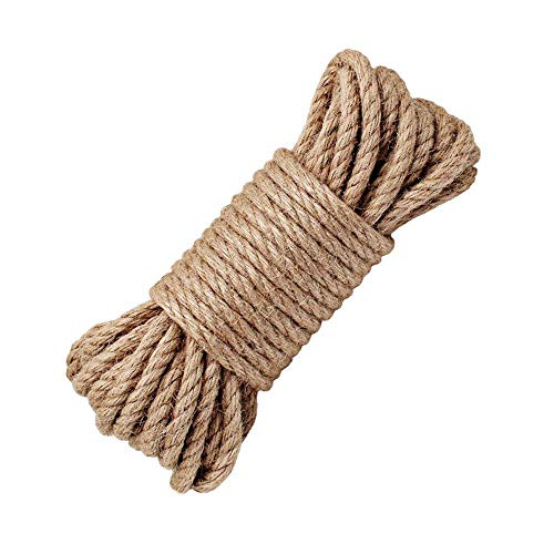 Hautton® Corde en chanvre 100 % naturel - 6 mm d'épaisseur - Corde de jute robuste - Corde de camping multi-usage - Corde en sisal utilitaire - 10 m à 40 m Cover
