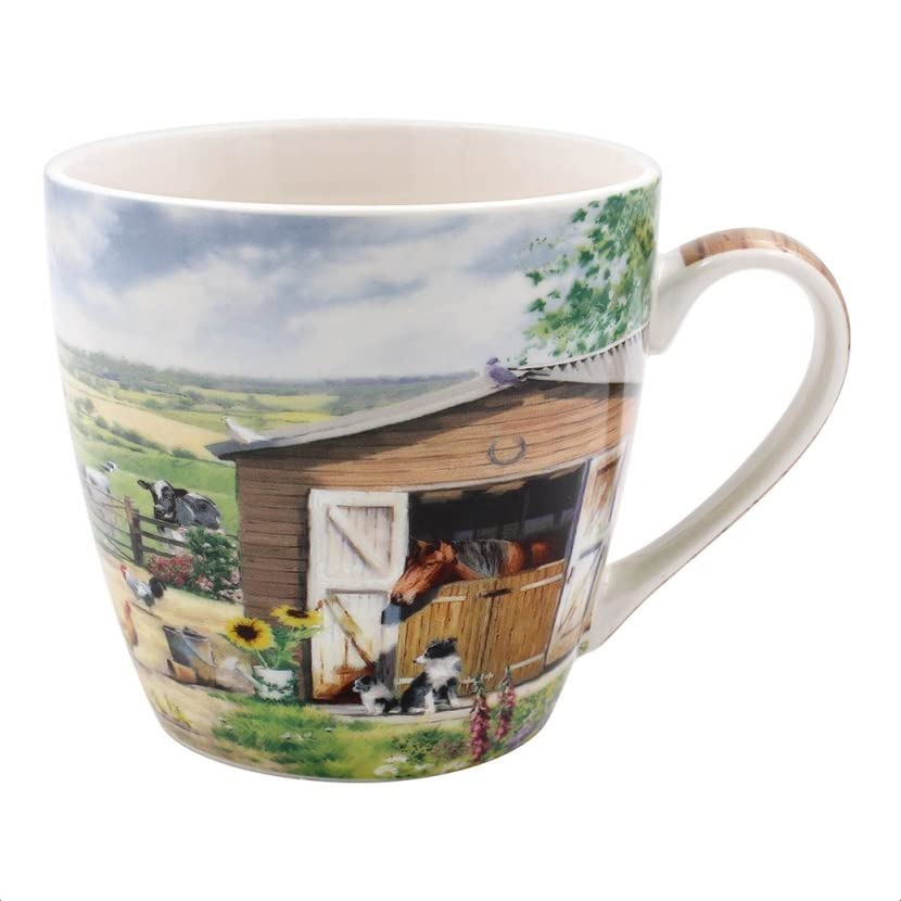 The Leonardo Collection LP94752 - Taza de cerámica para desayuno, diseño de granja, 1 pieza, multicolor