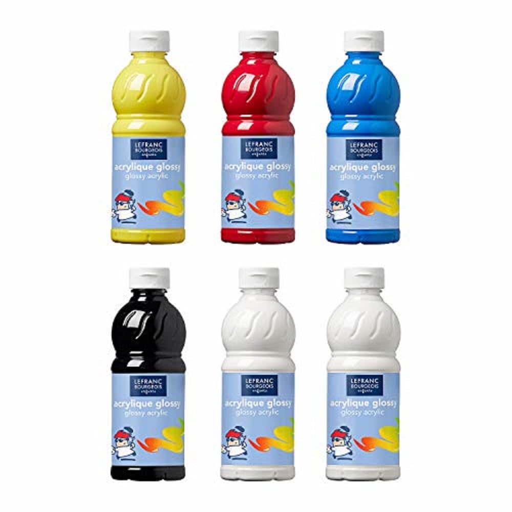 Lefranc & Bourgeois - Set De 6 pintura acrílica Glossy, 500 ml , color/modelo surtido