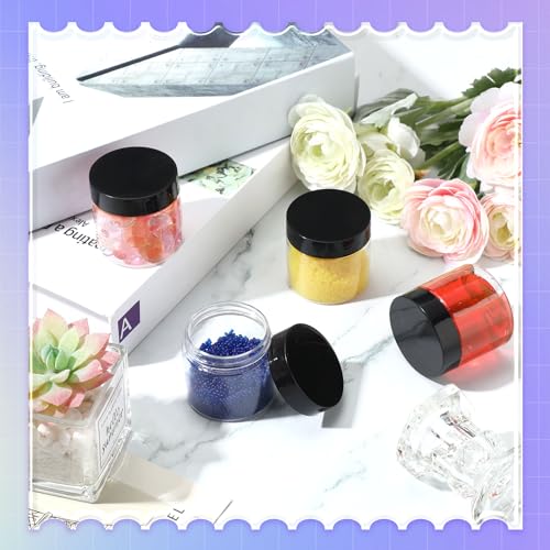 Image of Aoriher 150 Pcs Clear Plastic Jars with Lids Round Containers,2 Oz,Black | Small Slime Empty Containers for Cosmetic Lotion Cream Ointment, Great Travel Storage Organizing Makeup Samples Rhinestone