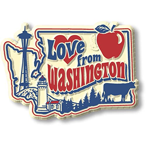 Imán vintage Love from Washington 3D de caucho miniatura 1