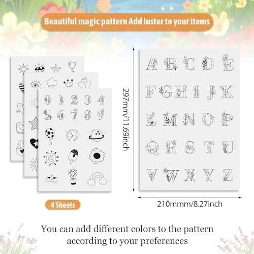 Image of 80 Pcs Water Soluble Embroidery Patterns 4 Sheets Letter 0-9 Number Stick and Stitch Embroidery Paper Wash Away Embroidery Transfer Paper Stabilizers for Hand Sewing