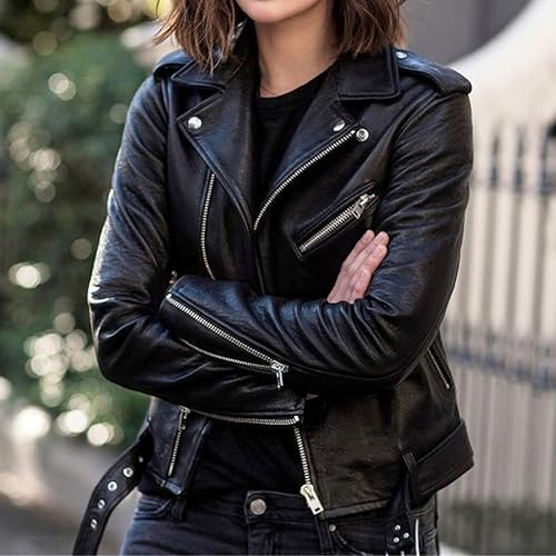 Womens Leather Jackets Faux Motorcycle Plus Size Moto Biker Cropped Slim Fit Coat Short Lightweight Jacket Coat2