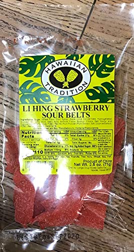 (Pack of 5) Hawaiian Tradition Li Hing Strawberry Sour Belts 2.5 oz.