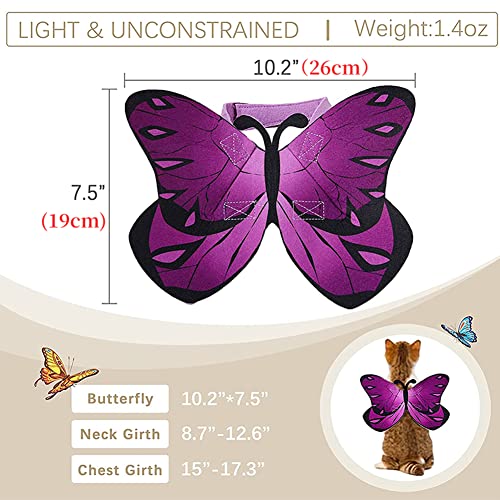 Cat butterfly costume halloween wings for small dogs and cats, puppy cat apparel clothes for halloween party decoration (purple) 3 Cat butterfly costume halloween wings for small dogs and cats, puppy cat apparel clothes for halloween party decoration (purple) - image 4