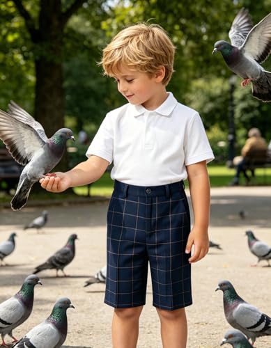 Image of Boy Shorts Kids Stretch School Uniform Clothes Flat Front Dress Casual Shorts with Pockets for Summer