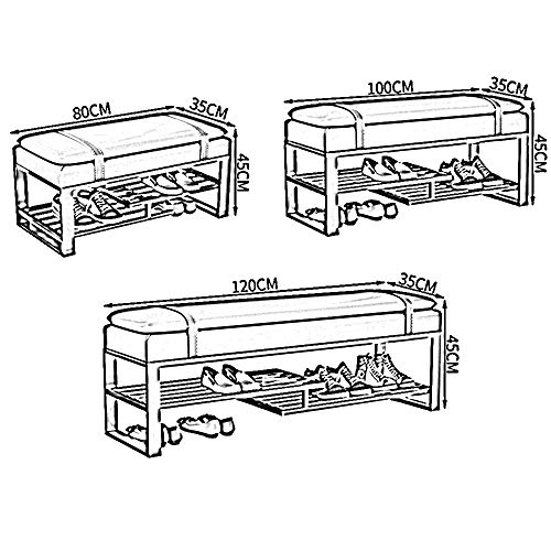 Banc de rangement en métal et pouf à chaussures polyvalent