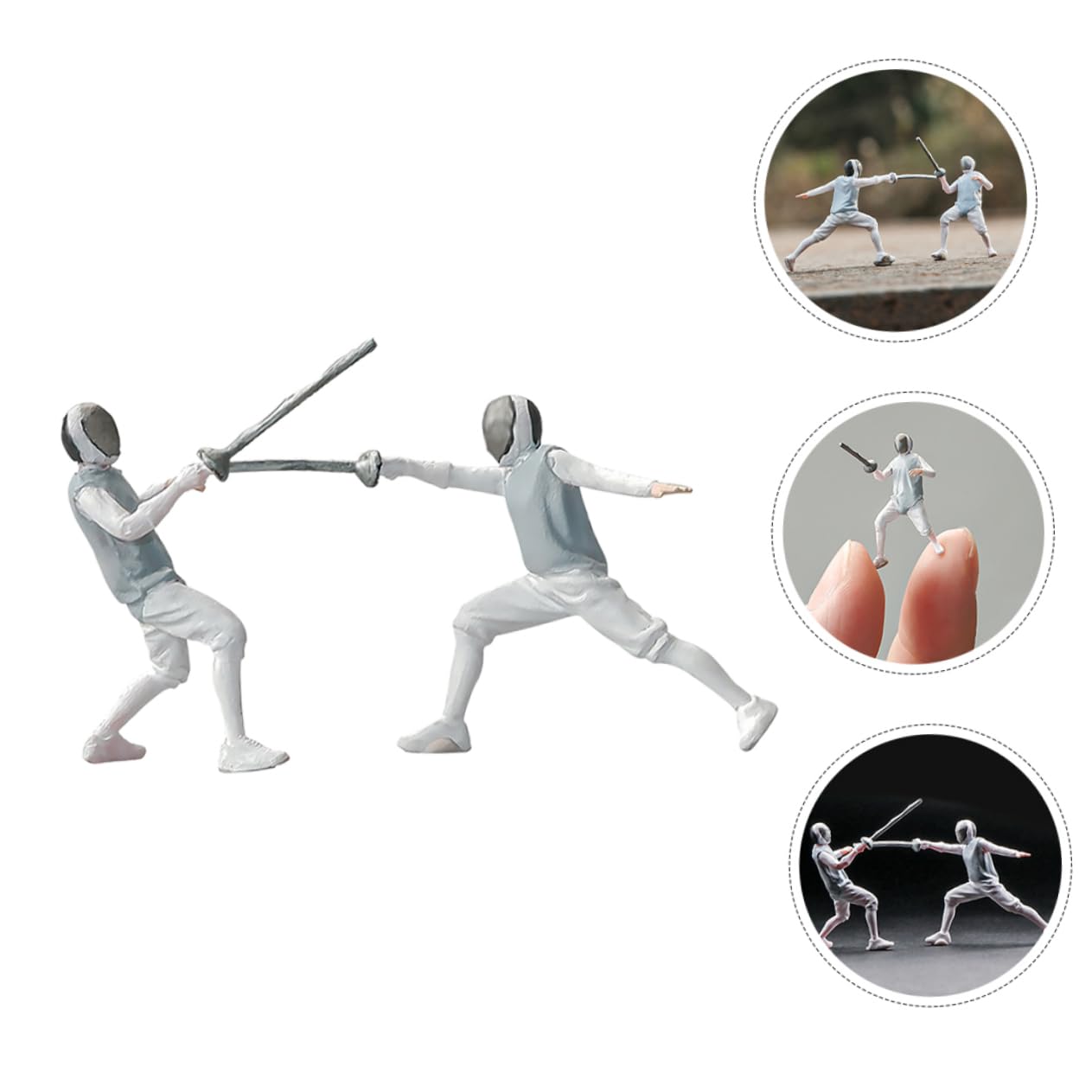 Sosoport 2pezzi Persone Minuscole in Scala per Scherma Figure di Modelli di Partite in Resina Decorazioni per Diorama da Tavolo Accessori per Scene in Miniatura Modelli Dipinti Mano