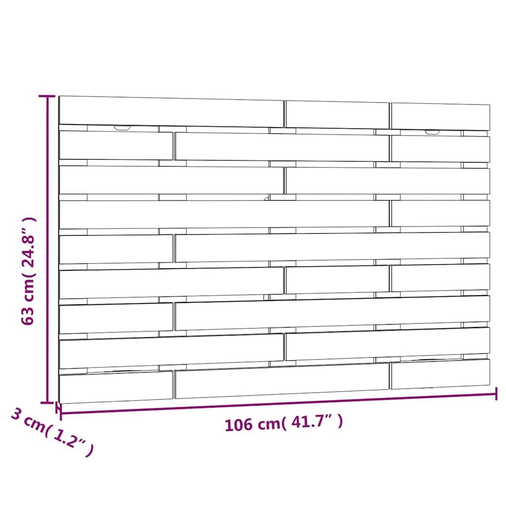 SYDE Cabecero De Pared Pino Macizo Negro 106x63 cm