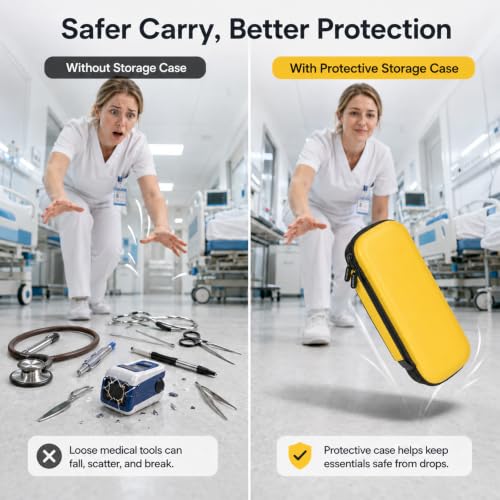 Image of Stethoscope Case for 3M Littmann Classic III Monitoring /Lightweight II S.E /Cardiology IV Diagnostic /for MDF Acoustica Stethoscopes, Holder for Nurse Doctor Essentials & Medical Accessories, Yellow