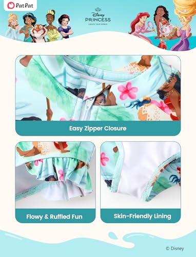 Image of Disney Frozen Stitch Princess Minnie Mouse Girls Swimsuit Long Sleeve Rashguard UPF 50 One Piece Bathing Suit Size 3M-13Y