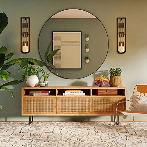 Wall Sconces Set Of 2 Wall Candle Holders Glass & Metal Hanging Candle Sconces Wall Decorations For Living Room, Dining Room, Bathroom Bedroom, Kitchen, Hallway, For Housewarming Birthday #TOP6