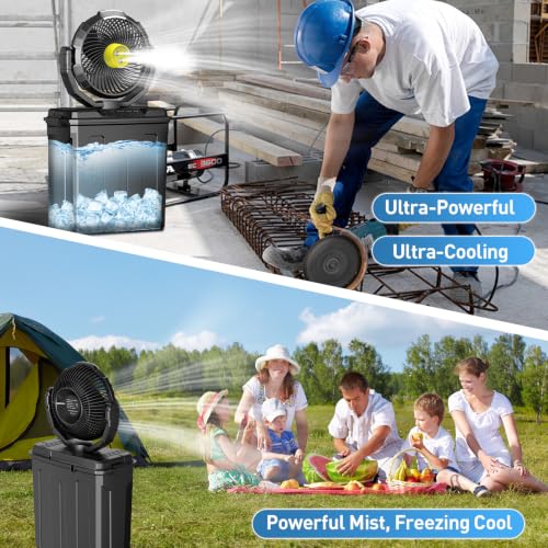 Image of 2026 Misting Fan, Portable Outdoor Fan with Oscillation, 80 Oscillating Fan with Remote, 3-Speed Leak-Proof Water Mist Fan with Dual Nozzles for Patio, Camping, Garage, RV - Ideal Summer Gift